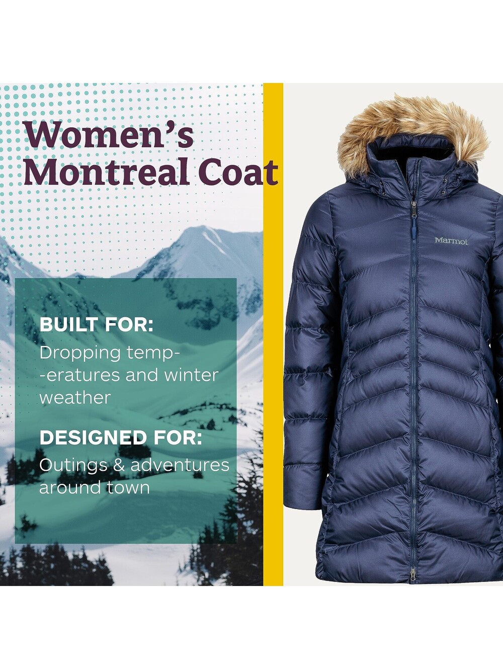 MARMOT Women's Montreal Mid-Thigh Length Down Puffer Jacket, Midnight Navy,Small - Picture 4 of 9